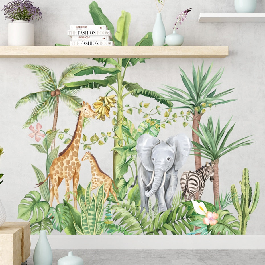 Nursery Wall Decals Tropical Forest Animals