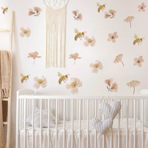 Nursery Wall Decals Bee Flowers