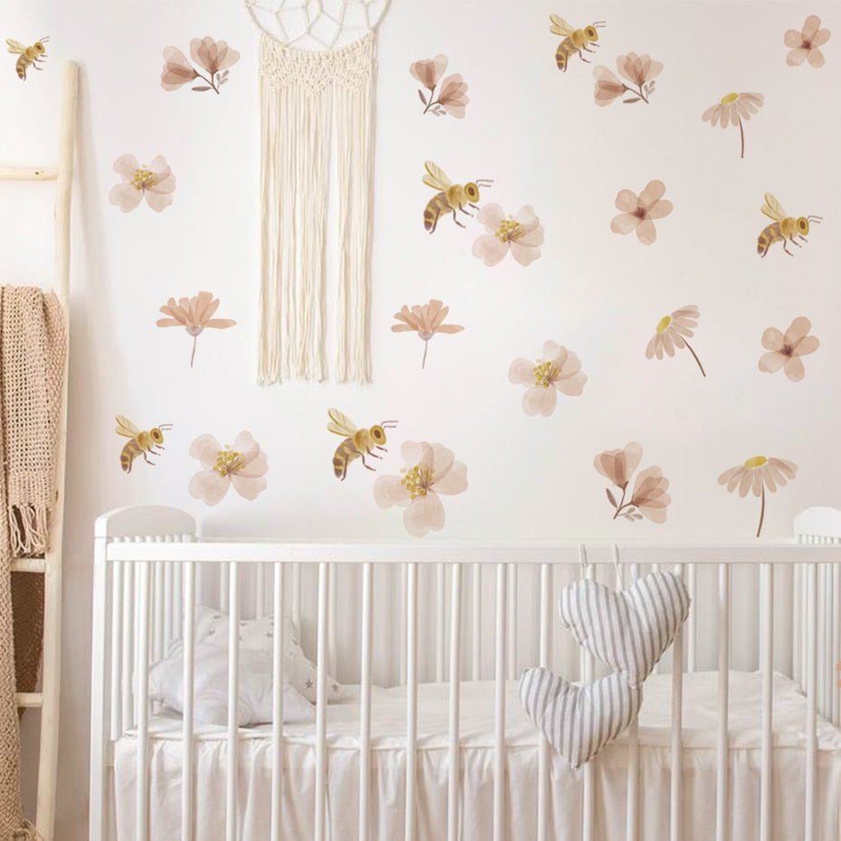 Nursery Wall Decals Bee Flowers