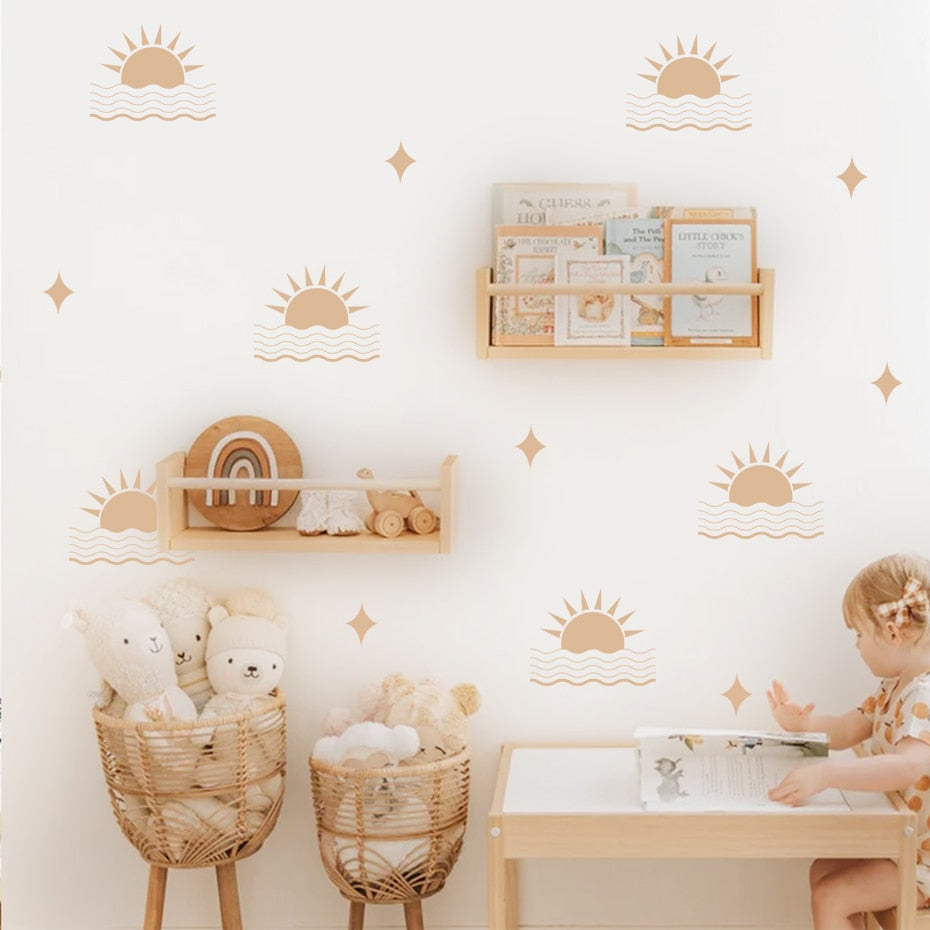 Bohemian Wall Decals Geometric Sun Wave