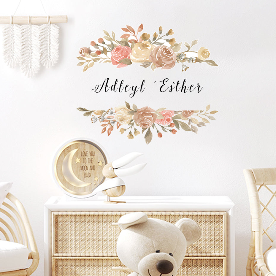 Floral Wreath Roses Wall Decals