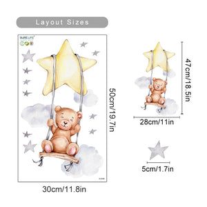 Custom Name Wall Decals Sky Cute Bears