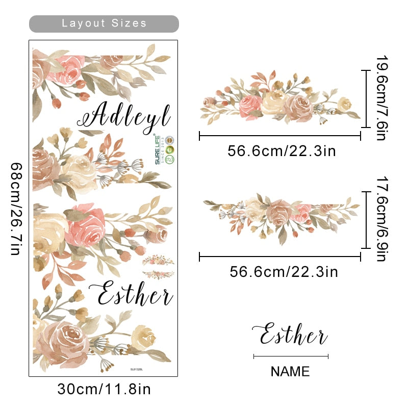 Floral Wreath Roses Wall Decals