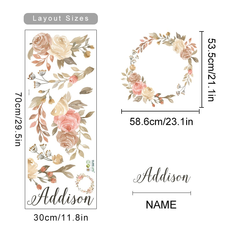 Floral Wreath Roses Wall Decals