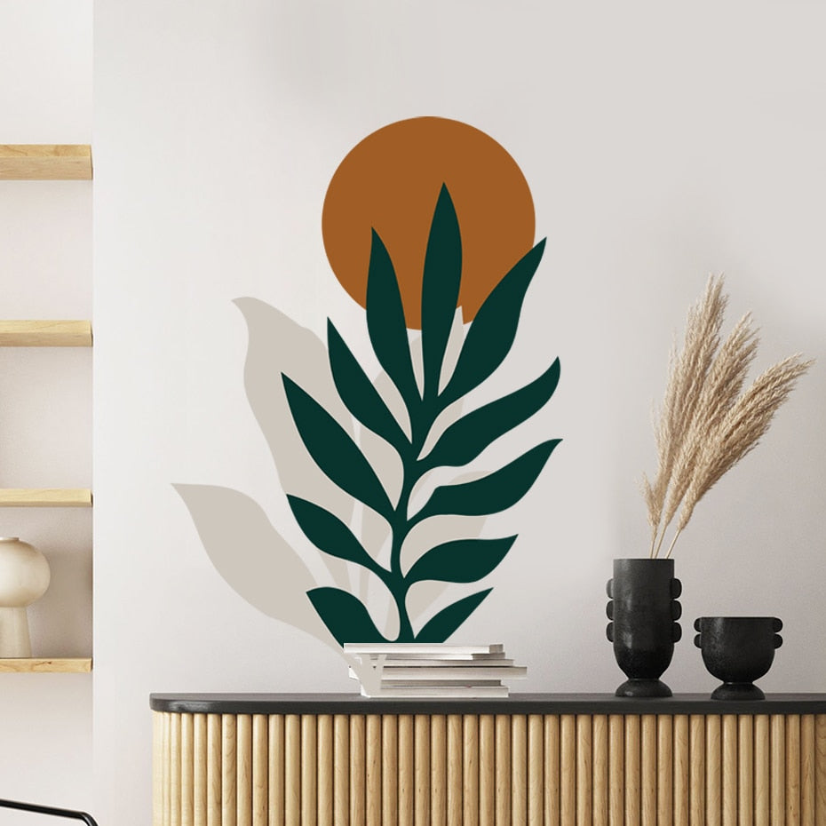 Nursery Wall Decal Sun Leaf Green Botanical