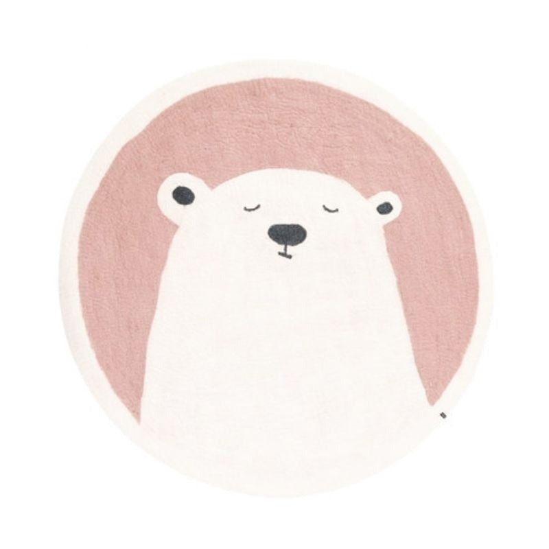 Nursery Round Area Rug Animal Portraits