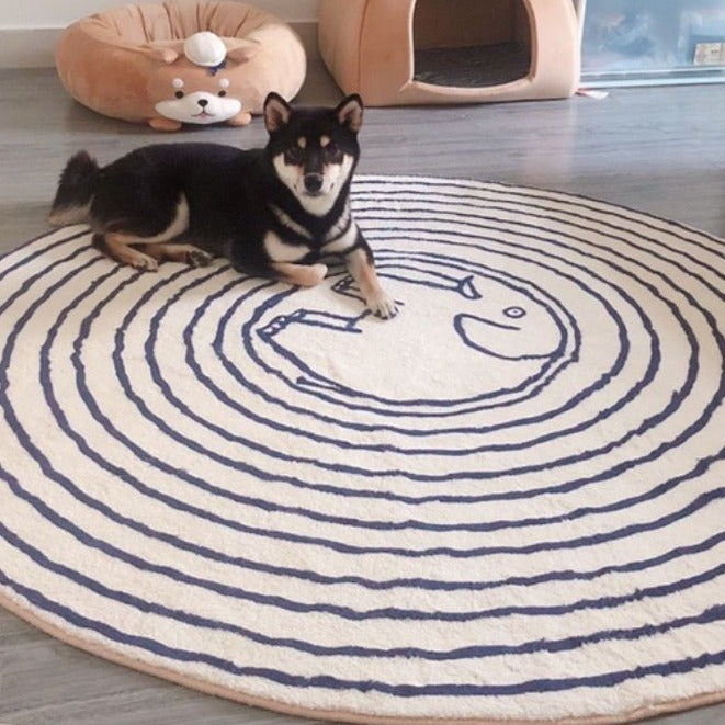 Nursery Area Round Rug Circle Elephant