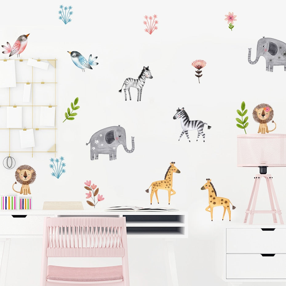 Cartoon Wall Decals Cute African Animals