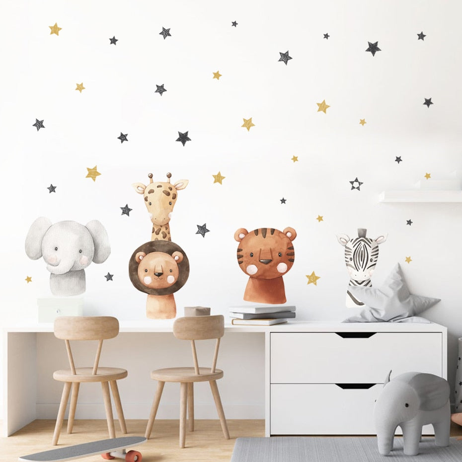 Boho Animals Height Chart Wall Decals