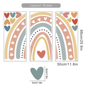 Cartoon Wall Decals Rainbow Hearts
