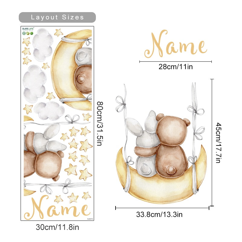 Custom Baby Name Wall Decals Cute Animals