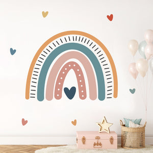 Cartoon Wall Decals Rainbow Hearts