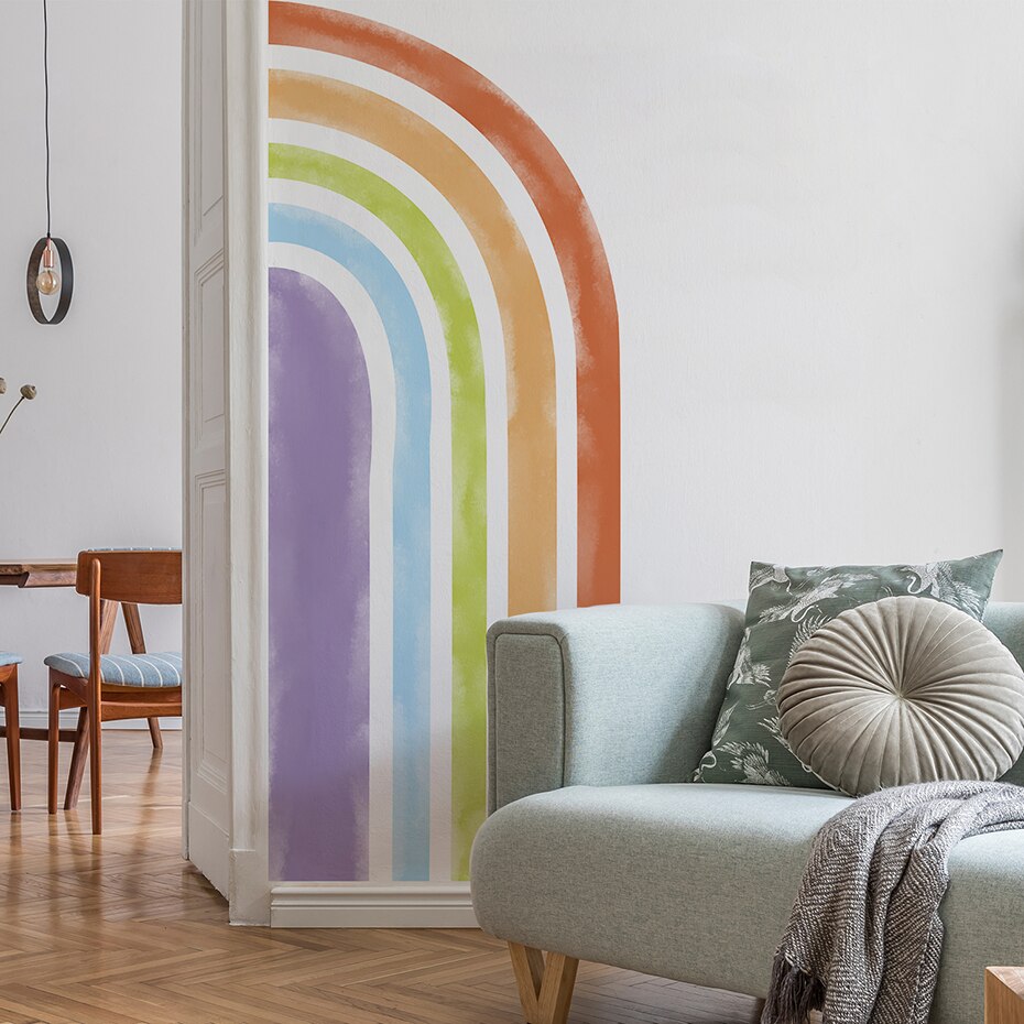 Boho Wall Decal Large Rainbow Watercolor