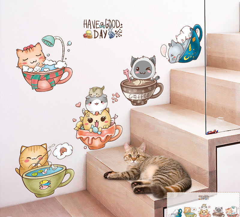 Cartoon Wall Decals Little Cute Cats