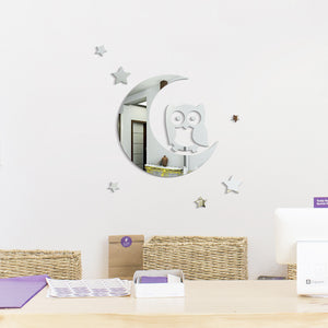 Cartoon Wall Decals Acrylic Mirror Owl