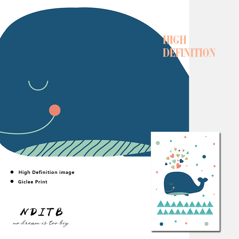 Cartoon Whale Nursery Canvas Posters