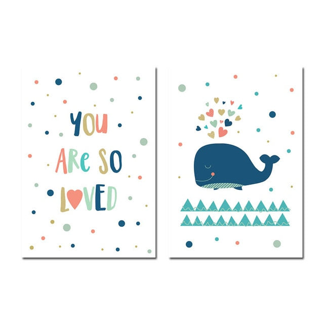 Cartoon Whale Nursery Canvas Posters