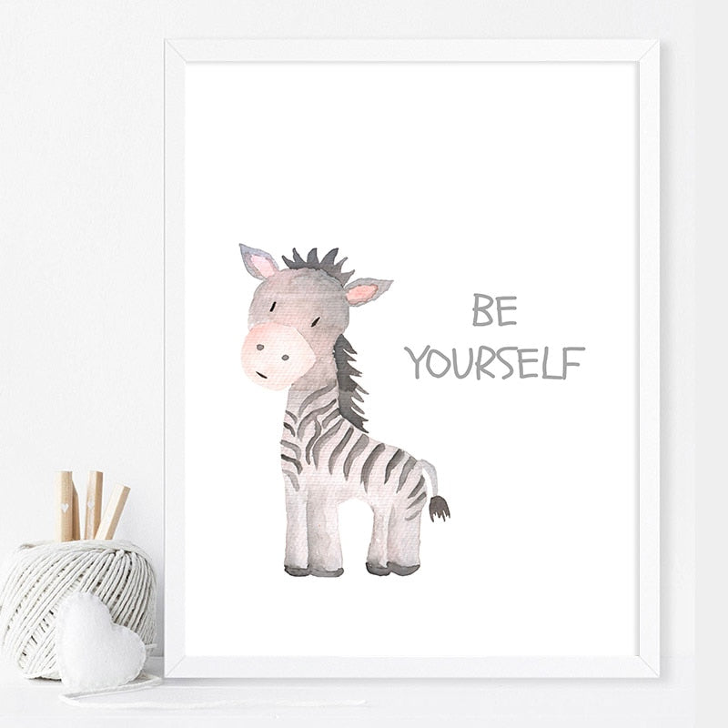 Watercolor Animals Nursery Canvas Posters