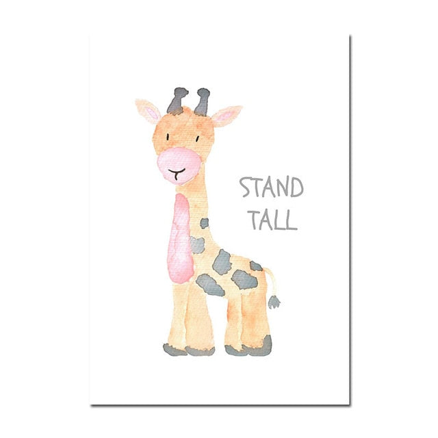 Watercolor Animals Nursery Canvas Posters
