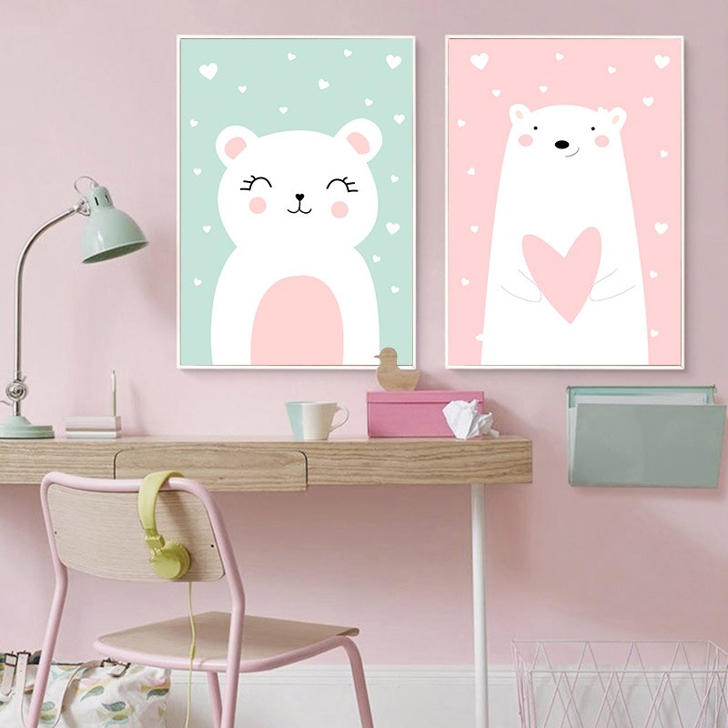 Cartoon Rabbits Nursery Canvas Posters