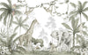 Light Green Safari Animals Wallpaper Mural