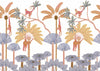 Cartoon Hanging Monkeys Orange-Blue Wallpaper Mural