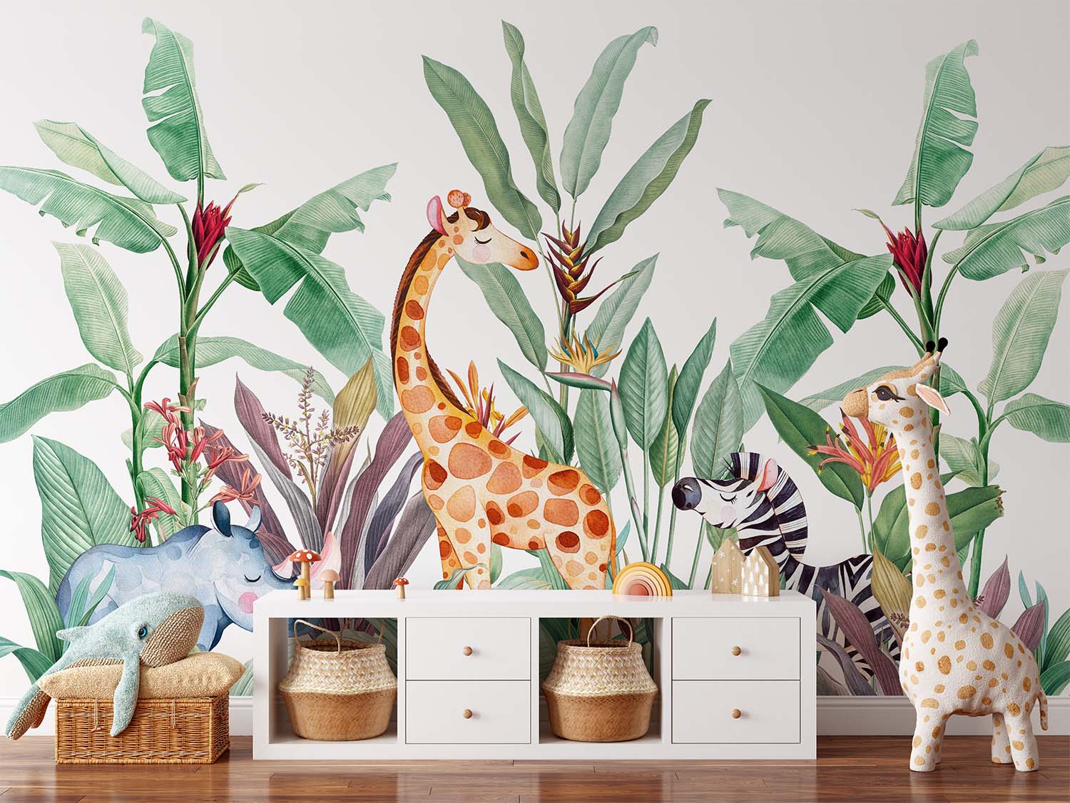 Cute Fairy Animals Cartoon Wallpaper Mural