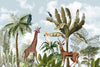 Giraffe Antelope Cloudy Sky Wallpaper Mural