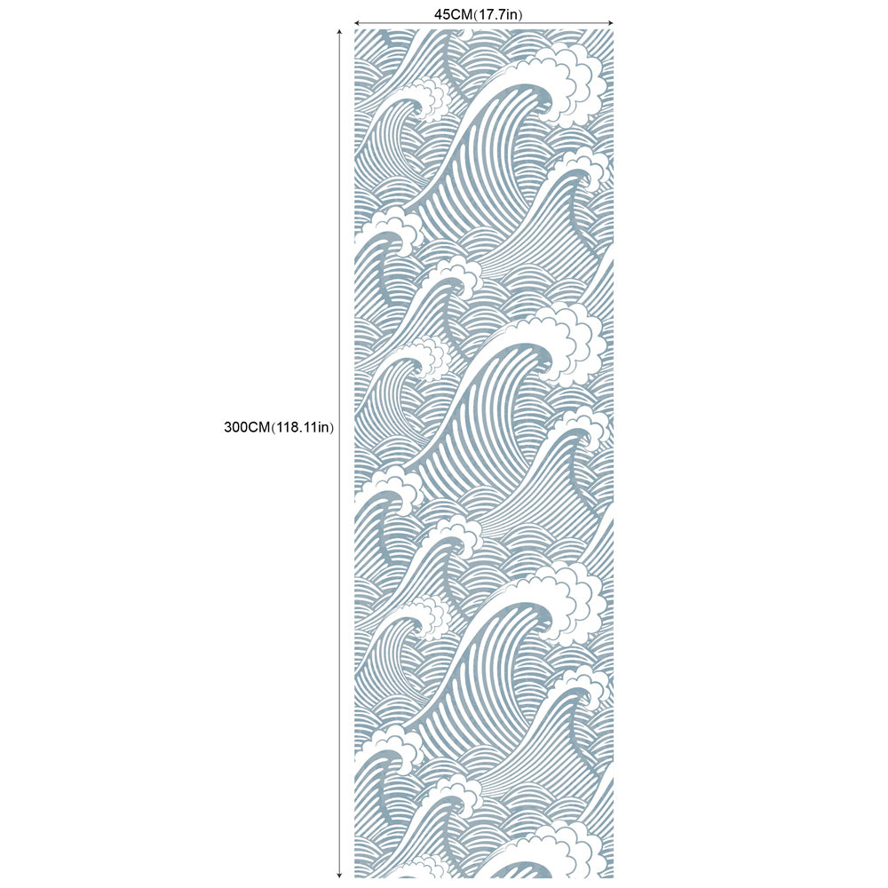 Painted Blue/White Waves Peel And Stick Wallpaper