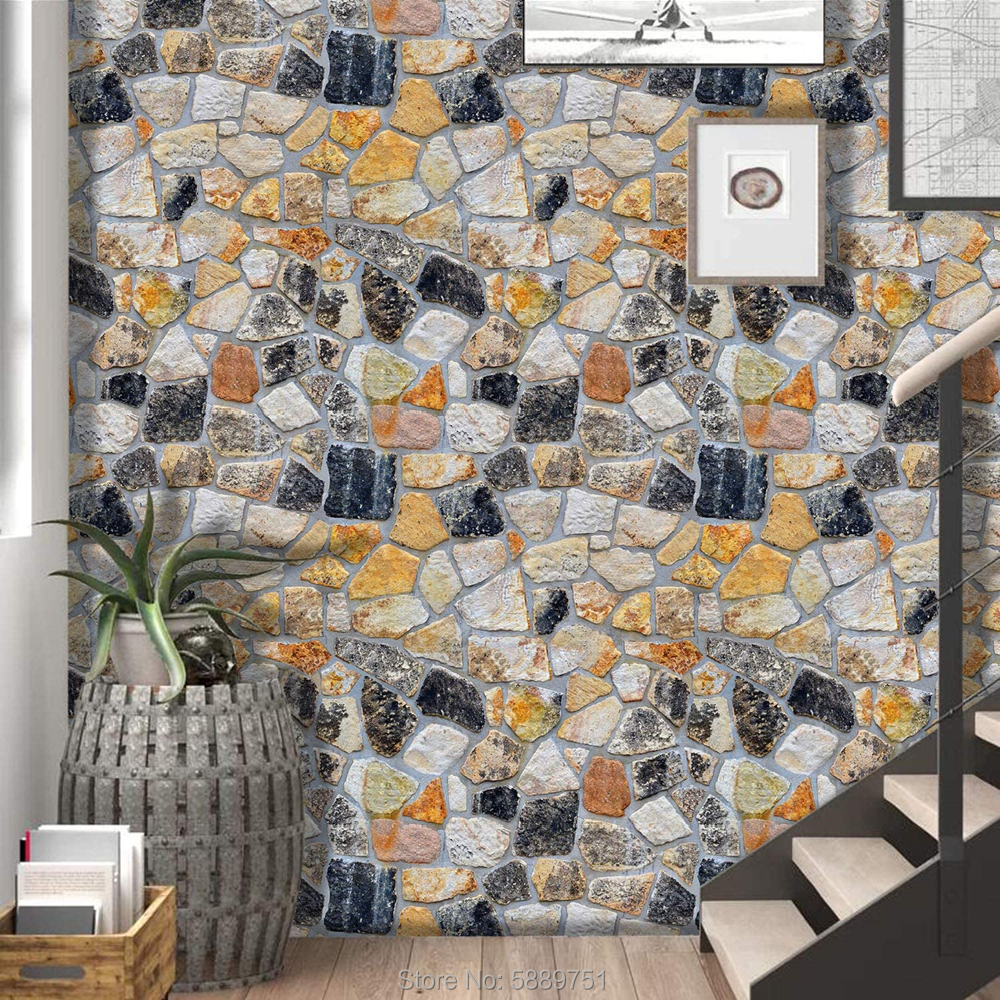 Stones And Bricks Imitation Peel and Stick Wallpaper