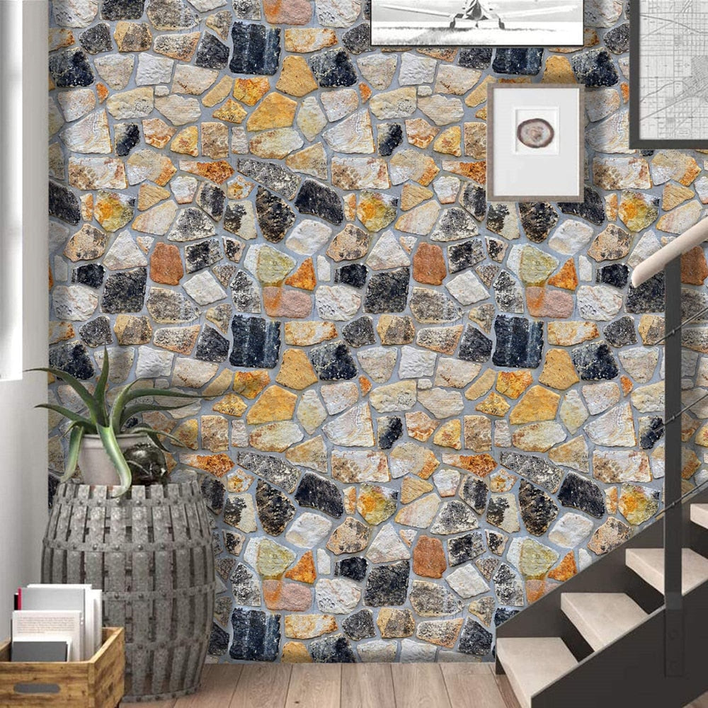 Stones And Bricks Imitation Peel and Stick Wallpaper