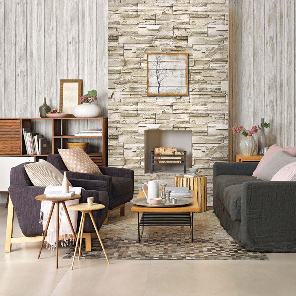 Stoned Bricks Imitation Peel and Stick Wallpaper