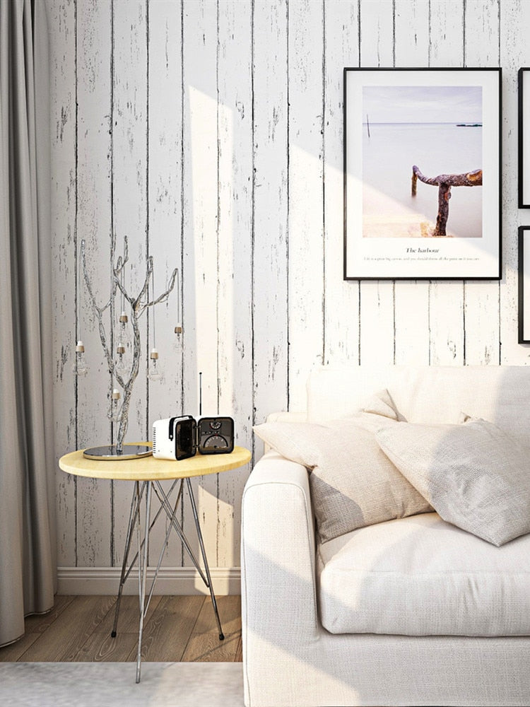 White Wood Planks Self-Adhesive Wallpaper