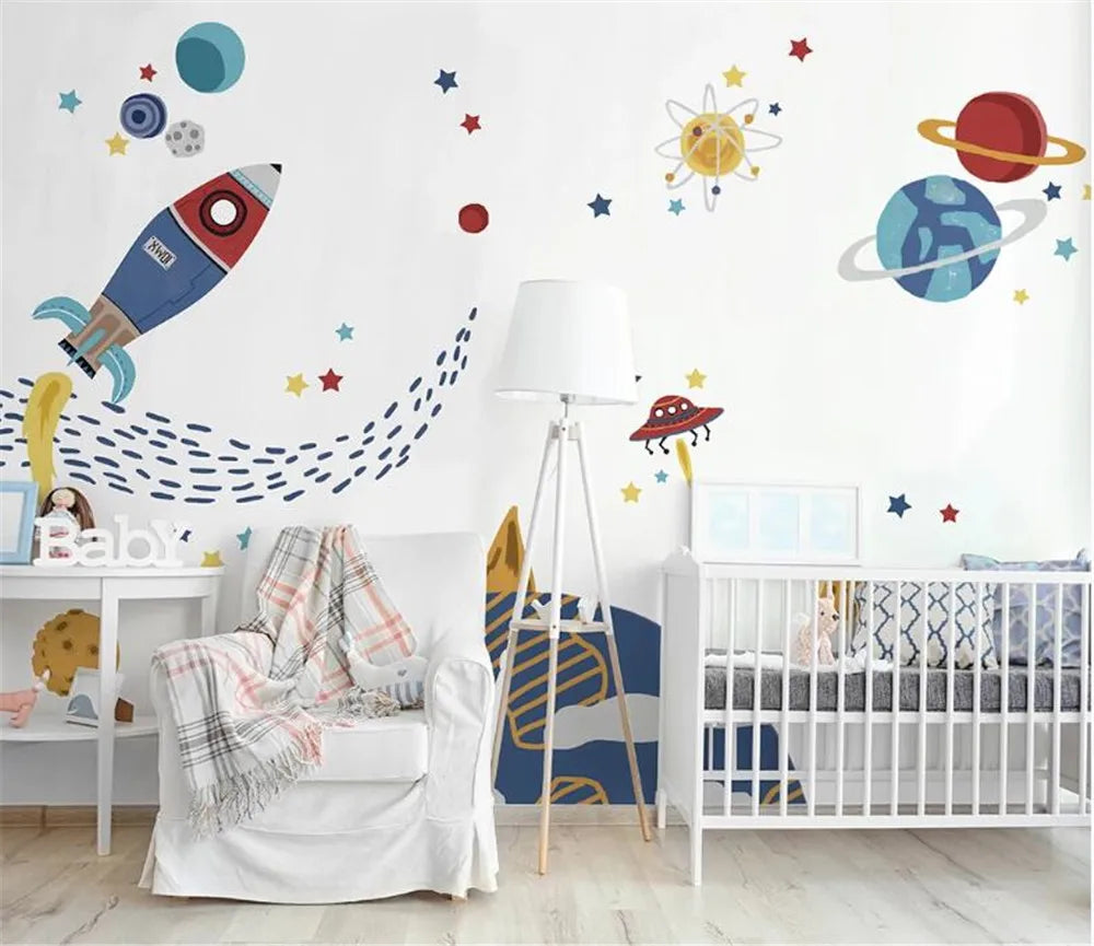 Cartoon Space Rocket Wallpaper Mural
