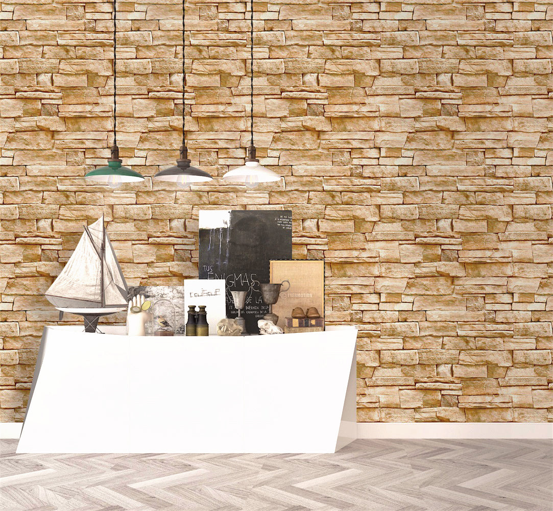 Stones And Bricks Imitation Peel and Stick Wallpaper