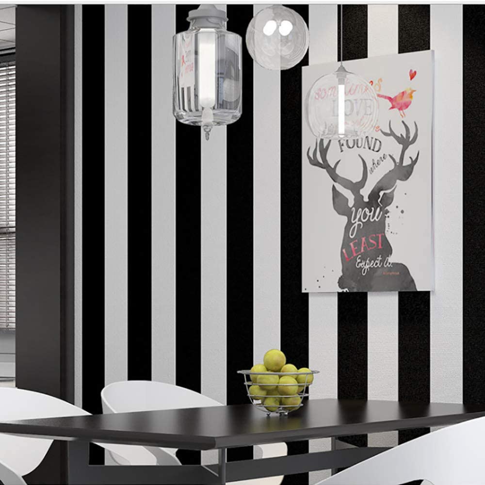Black And White Straight Stripes Peel and Stick Wallpaper