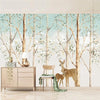 Woodland Fawns Tree Trunks Wall Mural Wallpaper