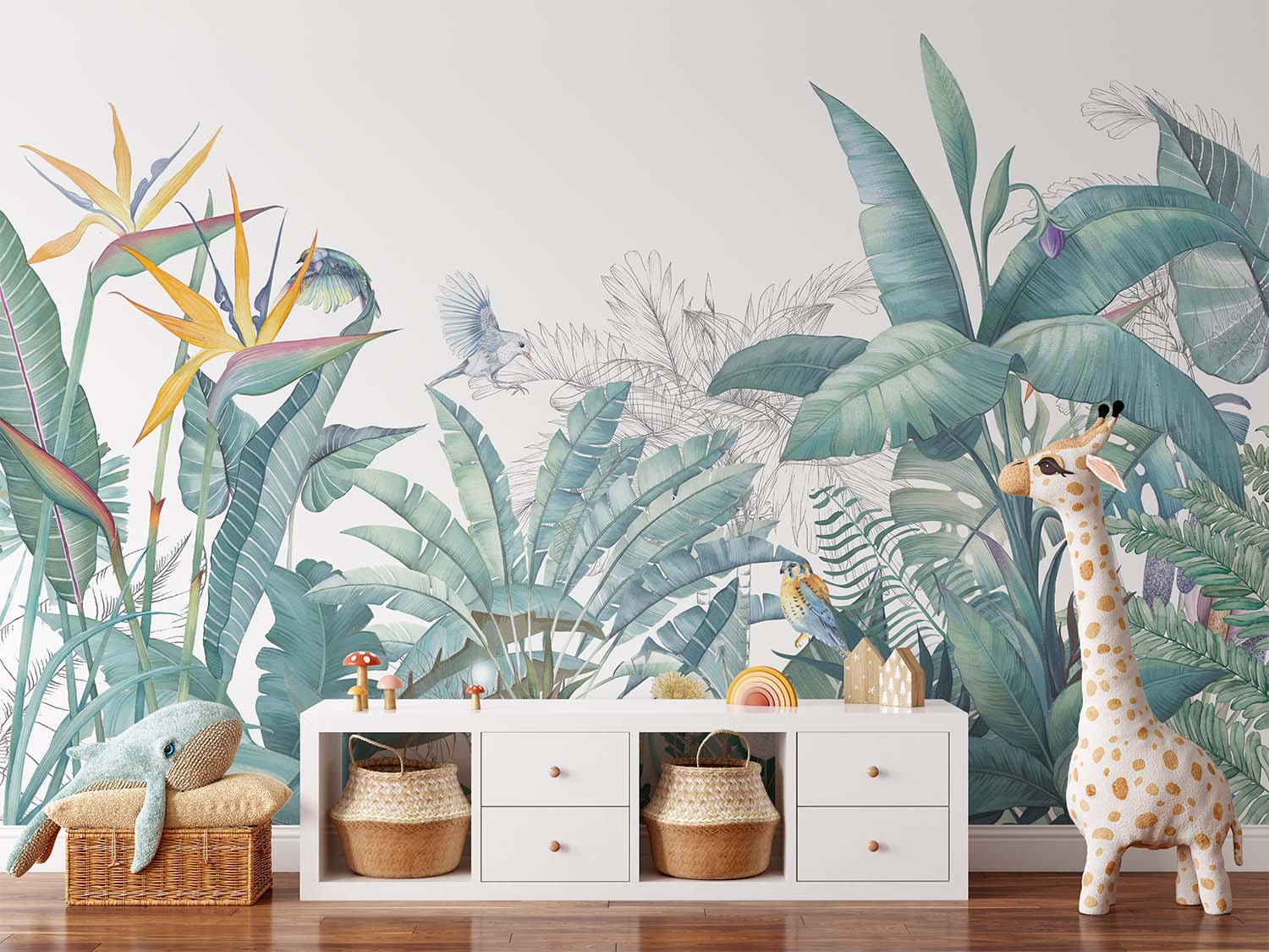 Light Green Strelitzia Leaves Wallpaper Mural
