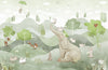 Playful Rabbits and Elephant Wallpaper Mural