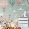 Hot Air Balloon Flowers Nursery Wall Mural Wallpaper