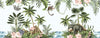 Elephant Monkeys And Flamingo Tropical Plants Wallpaper Mural