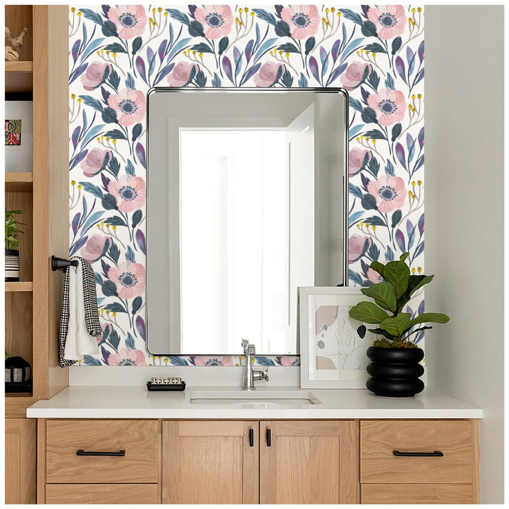 Charming Pink Flowers Peel And Stick Wallpaper