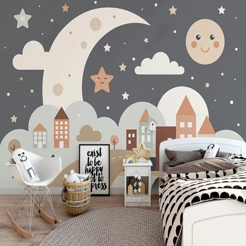 Nordic Moon Stars Kids Wall Mural Wallpaper