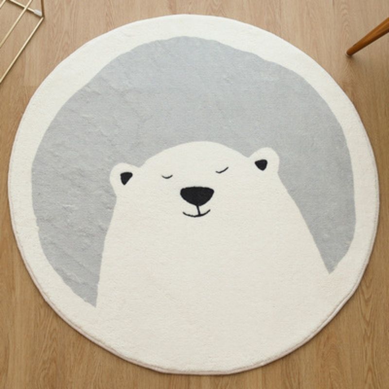 Nursery Round Area Rug Animal Portraits