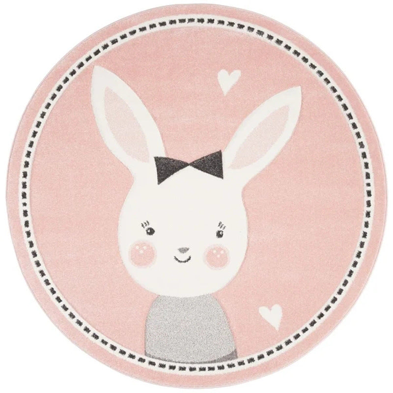 Nordic Rounded Cartoon Nursery Rug Animals