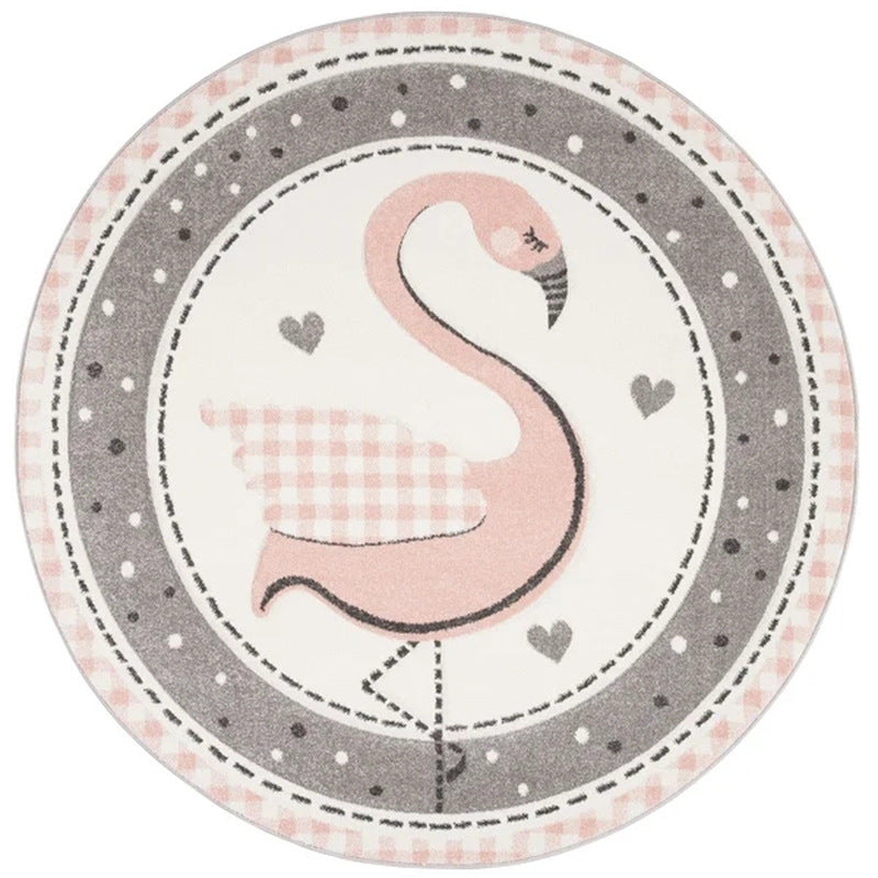 Nordic Rounded Cartoon Nursery Rug Animals