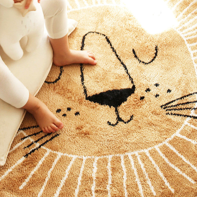Cartoon Comfy Round Rug Sleepy Lion