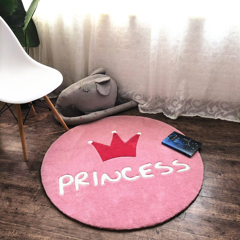 Cartoon Round Nursery Rug Princess