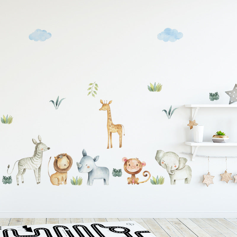 Cartoon Wall Decals Watercolor Animals