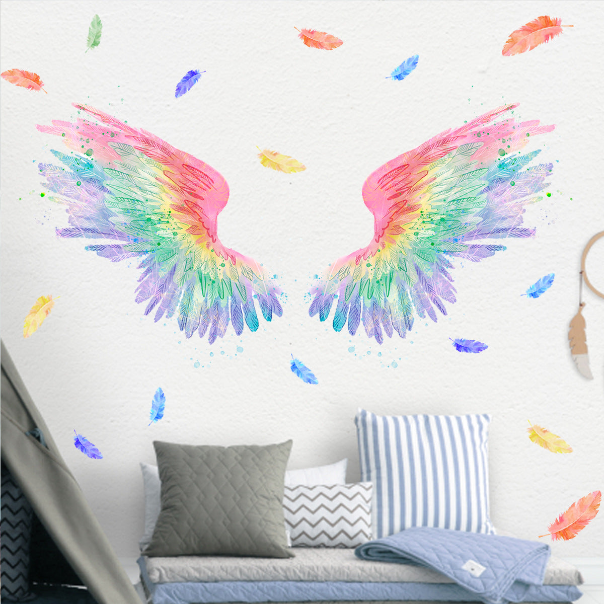 Cartoon Wall Decals Colorful Angel Wings